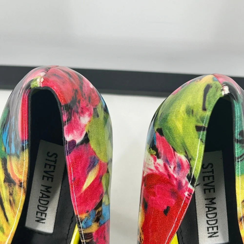 Steve Madden Dejavu Floral Platform Pumps Multi Color Patent Stiletto Heels 8M